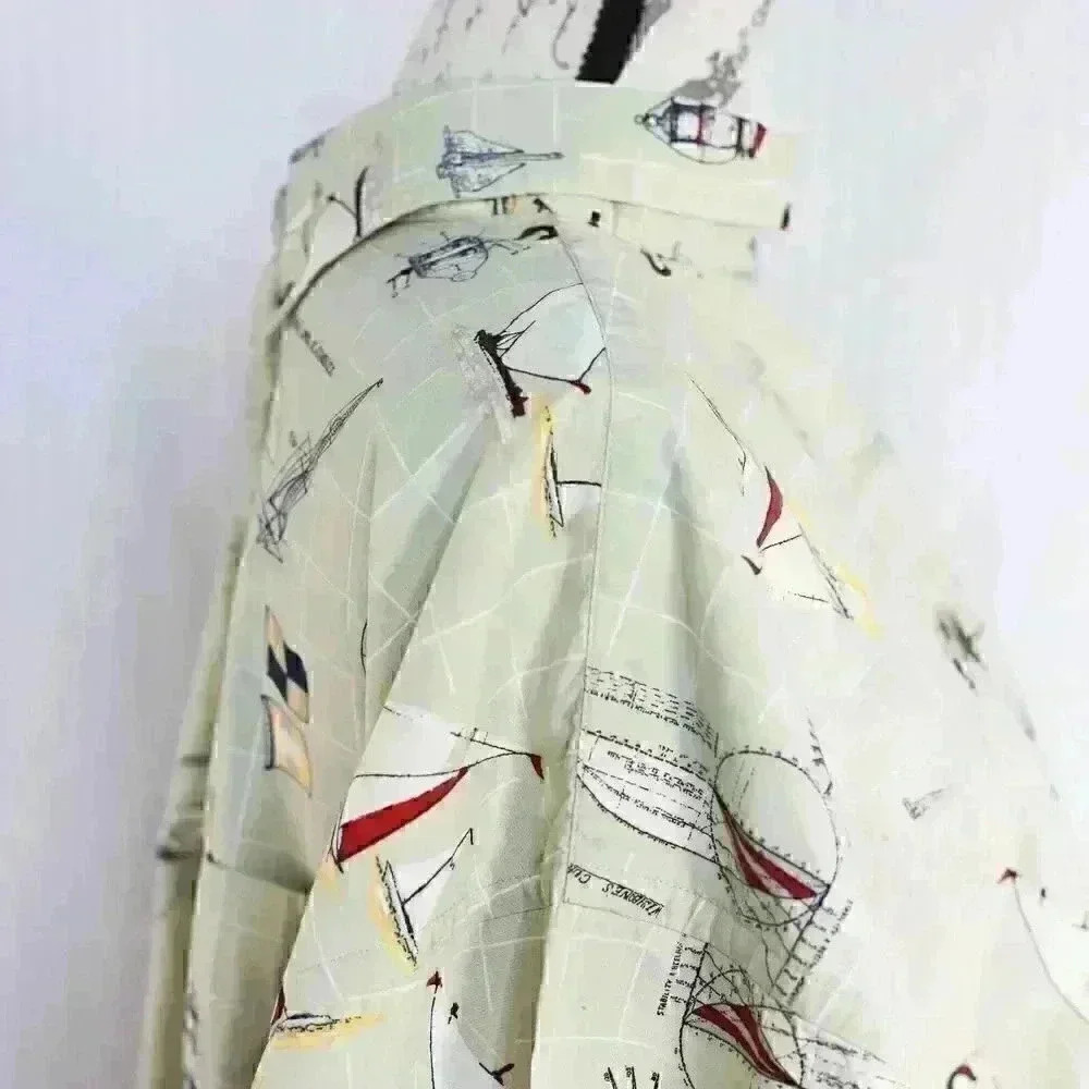Puritan size 3XL 100% cotton nautical theme short sleeve button down shirt tan - Picture 9 of 16